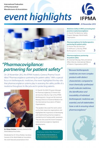 IFPMA event highlights: Pharmacovigilance: partnering for patient safety