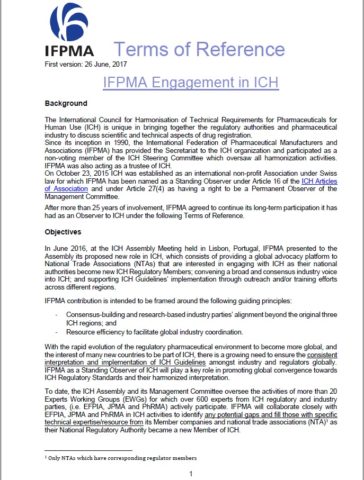 IFPMA Engagement in ICH